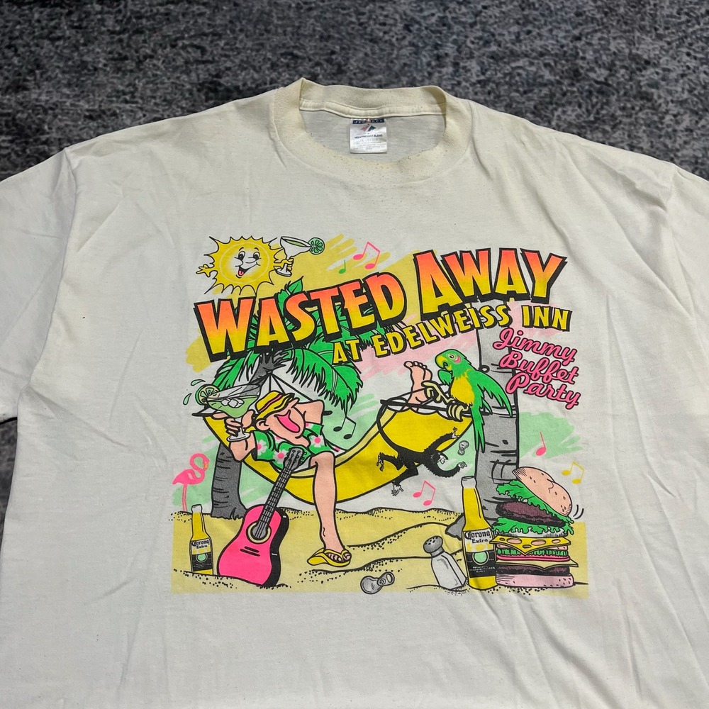 Vintage Jimmy Buffet Wasted Away T Shirt Mens‎ XXL White Music Concert - Picture 3 of 13